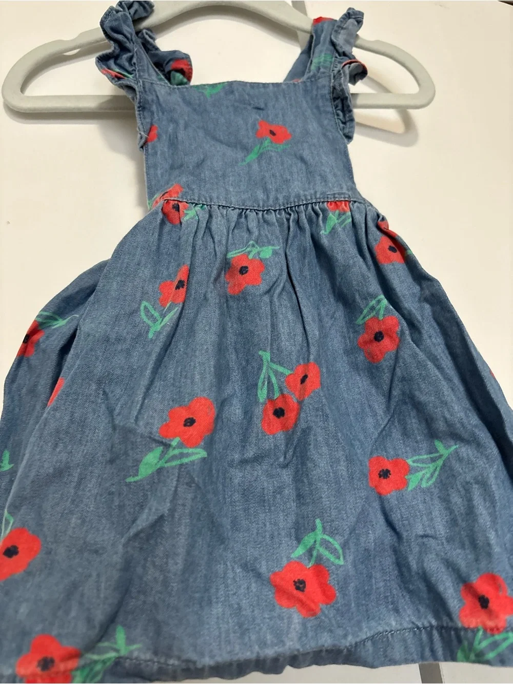 Carters 6 month baby girl chambray Floral Denim Sundress for Girls overall